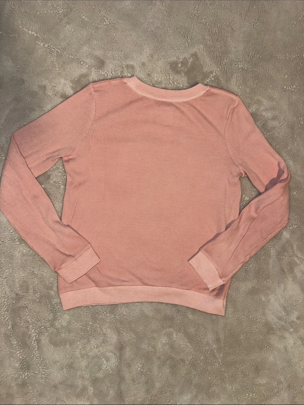 Cat & Jack Soft Pink Waffle-Knit Crewneck Sweater with Chest Pocket
